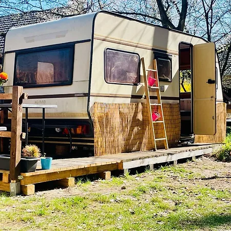 Campsite Waldcamp Mit Kleinen Huetten Und Caravans In Pur Cottbus